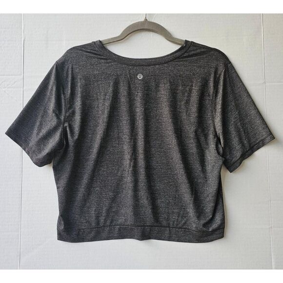 Lululemon Cropped Nulu Tee | Women’s 12 Black Sheen Workout Short Sleeve Top - Picture 3 of 3